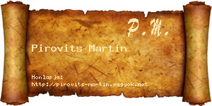 Pirovits Martin névjegykártya